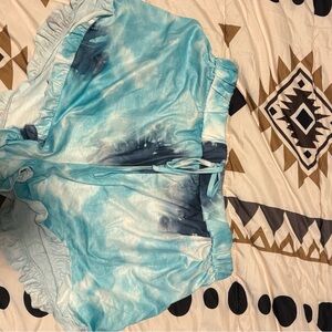 SHEIN Aqua and Navy Tie-Dye Athletic Shorts